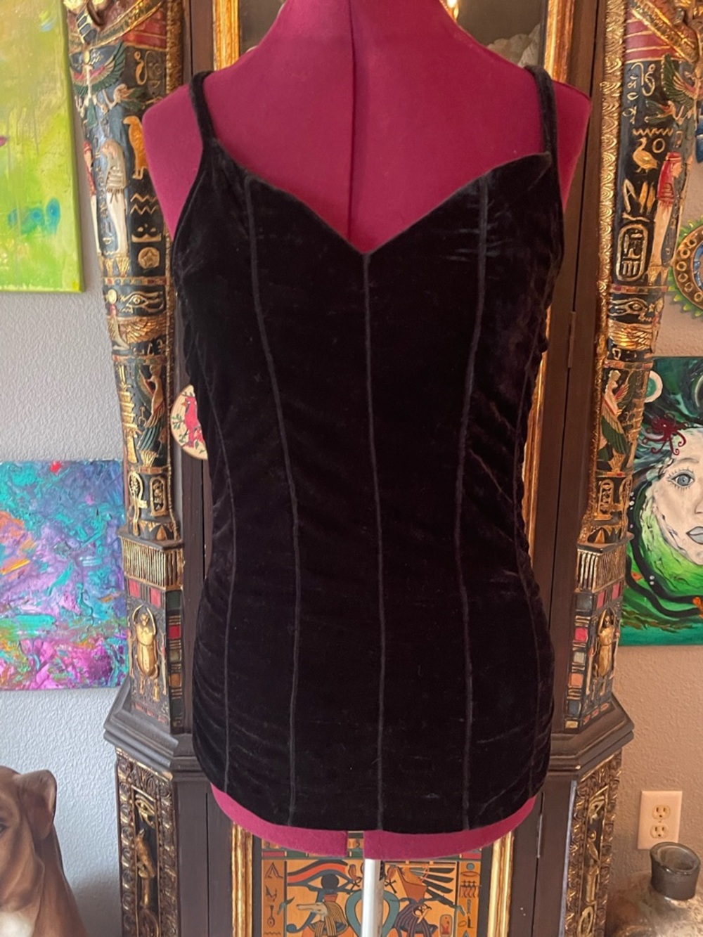 Derek Heart Black Velvet Corset-Style Camisole